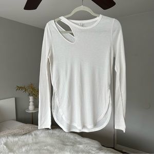 Alo open shoulder top ribbed peak long sleeve